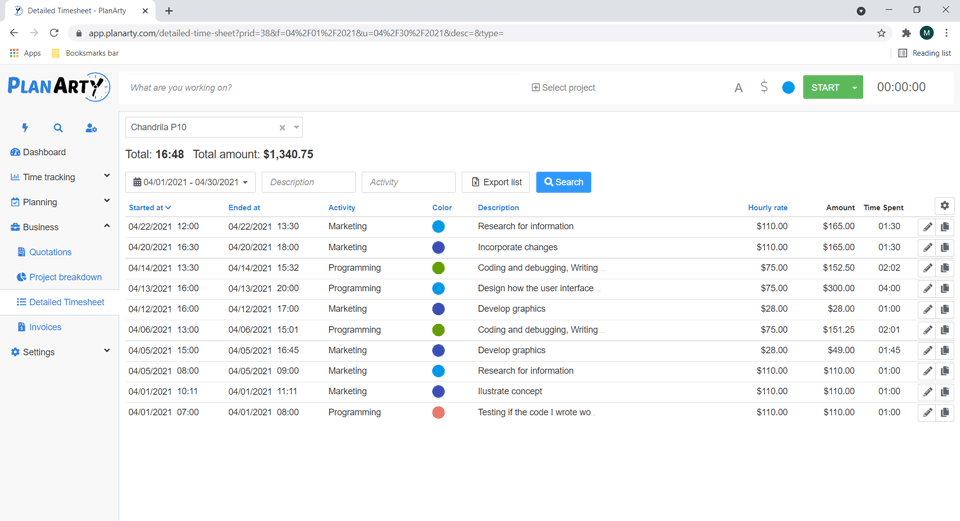 time tracking