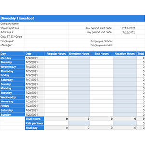 biweekly timesheet template