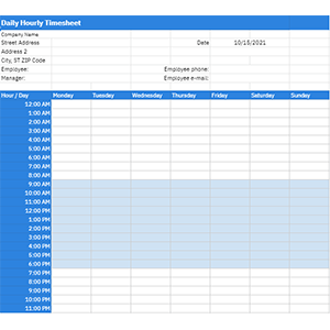daily hourly timesheet template