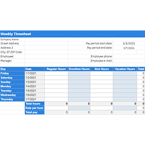 weekly timesheet template