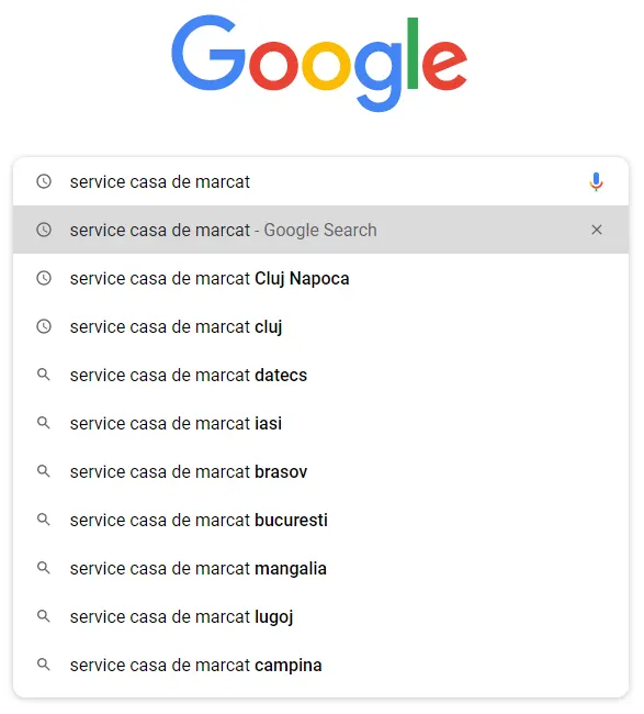 bara cautare Google cu sugestii