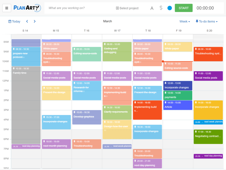 calendar with to-do items